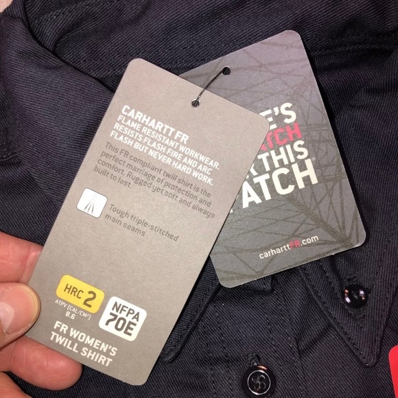 New Carhartt Womens Navy Blue Button Up Work Shirt - Picture 9 of 16
